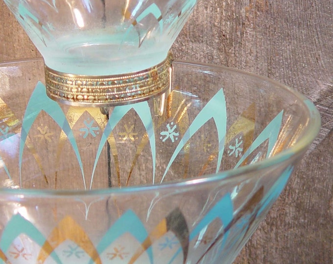 1960s Blendo Atomic Chip and Dip Set in Aqua and Gold Etsy