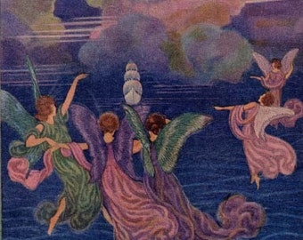 Imagination Dances With Fairy Wings Gorgeous Children's Print From The Twenties Suitable For Framing