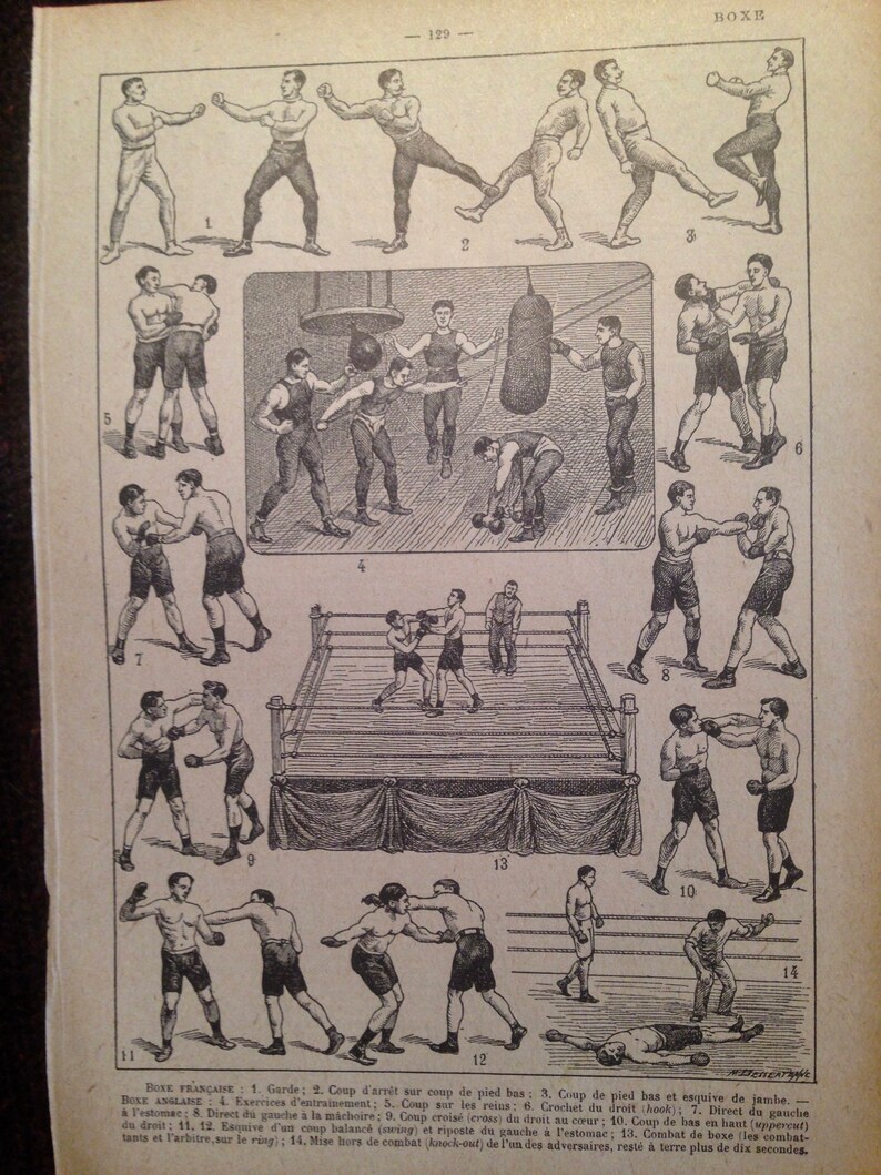 Boxing Boxe French Dictionary Paris France Athletics Chart to Etsy