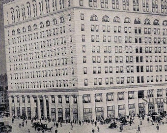 Gimbel's Department Store Manhattan New York 1912 Vintage Architecture Original Edwardian Black & White Rotogravure Photograph Print