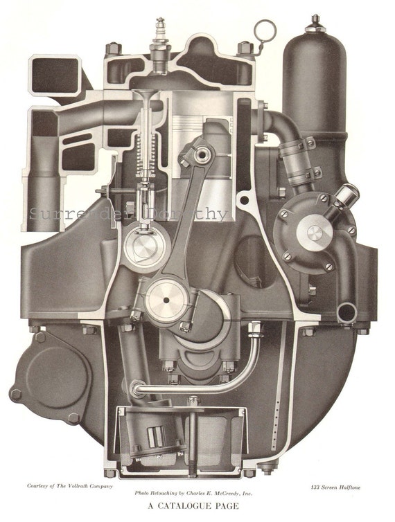 Gasoline Fired Engine Halftone Engraving 1920s Ford Model A