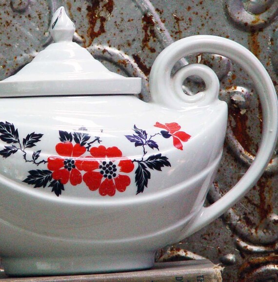 Teapot Hall S Superior China Red Poppy Radiance Aladdin Etsy Teapot Hall S Superior China Red Poppy Radiance Aladdin Etsy