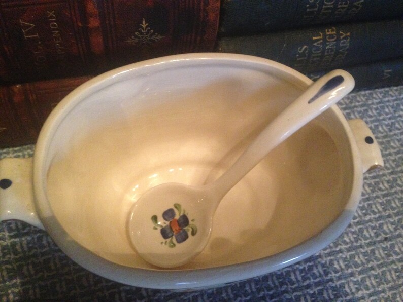 Covered Sauce Boat & Ladle Floral Pottery Handmade in Colorado Etsy