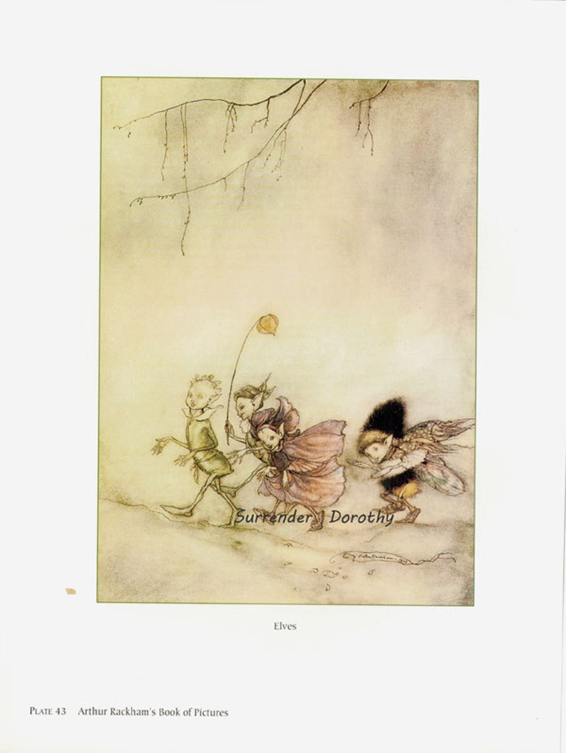 Elves Arthur Rackham Vintage Children's Nursery Lithograph Art Print To Frame Elf Adventure image 2