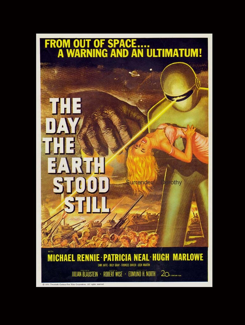 Day the Earth Stood Still 1950s Sci Fi Horror Movie Poster Full Color ...