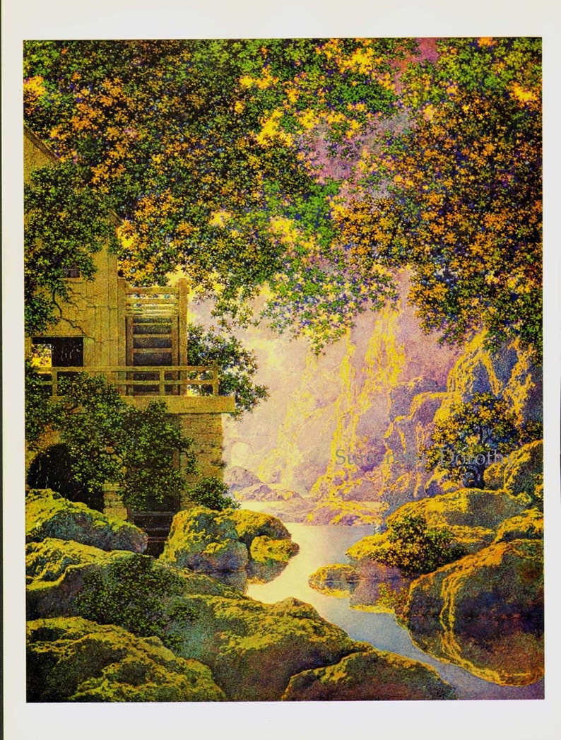 Old Glen Mill Maxfield Parrish Art Nouveau Poster Print To