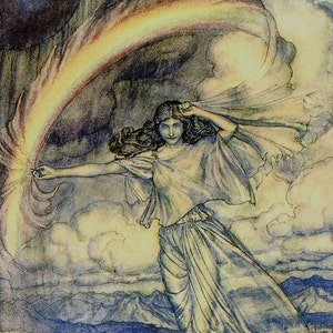 Rainbow Goddess Iris Arthur Rackham Vintage Children's Nursery Lithograph Art Print To Frame