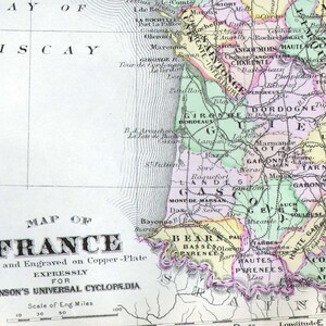 地図 フランス アンティーク 銅版画 ヴィンテージ ヨーロッパ地図 1896 ビクトリア朝 地理 アート 額装