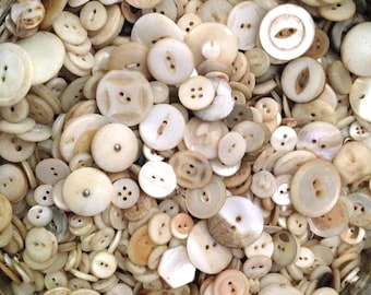 50 Mother of Pearl Buttons Lot Vintage Antique MOP Shell Perfect For Jewelry Mixed Media Collage and Altered Art