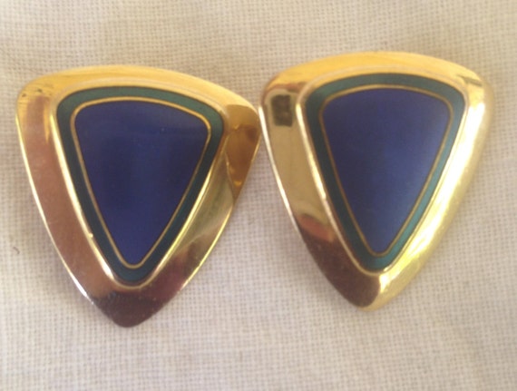 Laurel Burch Earrings ABASH Cloisonne CLIP ON Sty… - image 1