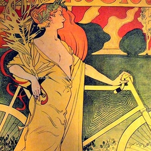 Clement Bicycle 1900 Art Nouveau Lithograph Poster Transportation Ad To Frame image 1