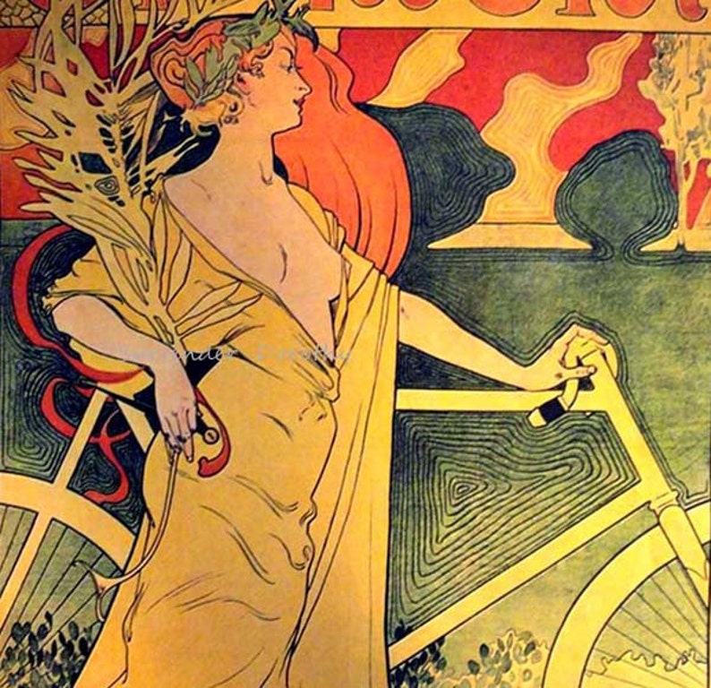 Clement Bicycle 1900 Art Nouveau Lithograph Poster Transportation Ad To Frame image 1
