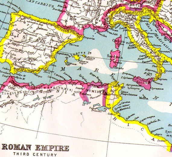 ローマ帝国 3 世紀の地図 アンティーク銅版画 ヨーロッパ地図 1892