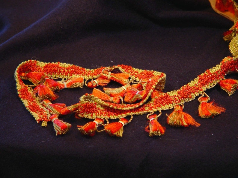 Vintage Tassel Fringe Trim Spicy Orange Yellow Two Yards Etsy