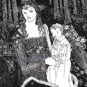 Mother & Child Aubrey Beardsley 1895 Vintage Victorian Madonna Print To Frame Black and White image 1