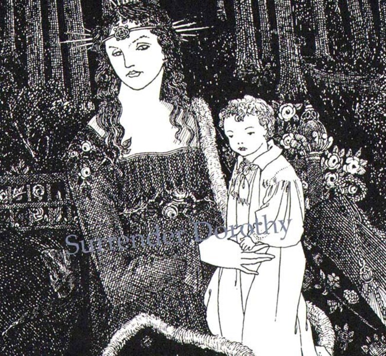 Mother & Child Aubrey Beardsley 1895 Vintage Victorian Madonna Print To Frame Black and White image 1