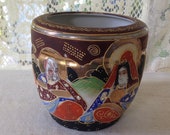 Jardiniere Planter Japan Moriage 1940s Hand Painted Samurai Geisha Japanese WWII