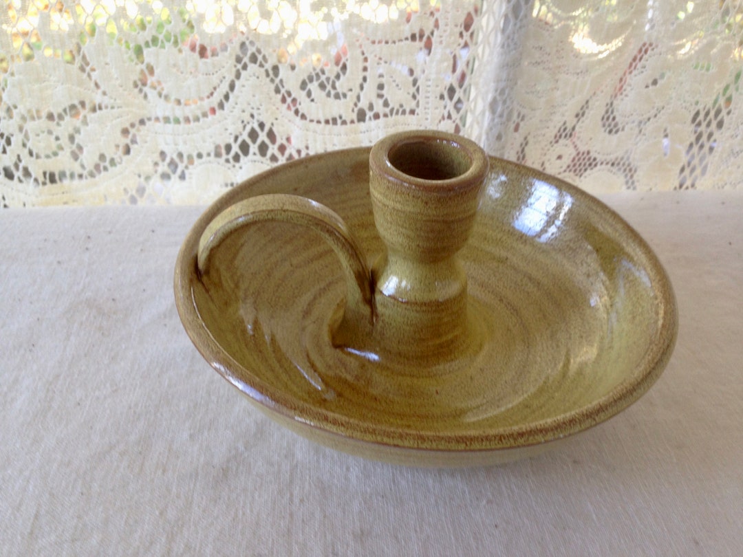 Candlestick Holder Pottery Cape Cod Earthenware 1980s Rustic Etsy