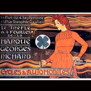 Georges Richard Bicycles William Grasset Redhead Art Nouveau 1897 Lithograph Bike Poster Transportation Ad To Frame image 4