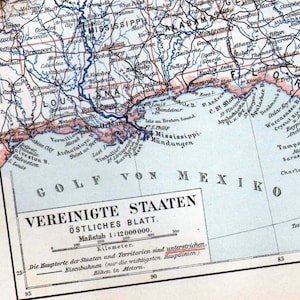 Kaart van de oostkust van de Verenigde Staten 1906 East Coast Edwardian Antique North America USA Cartography To Frame