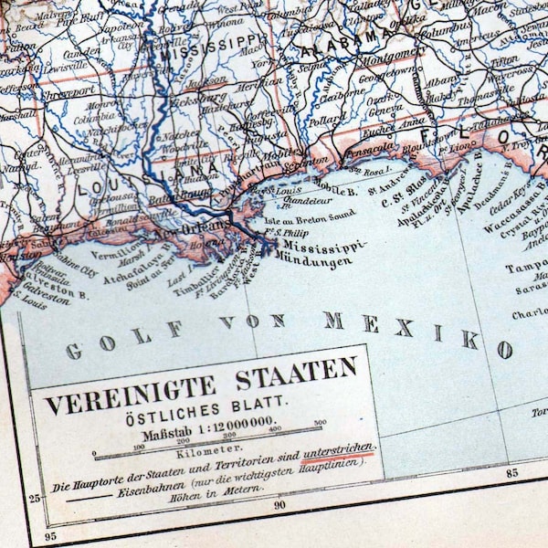 Antique Map of Eastern United States - Etsy