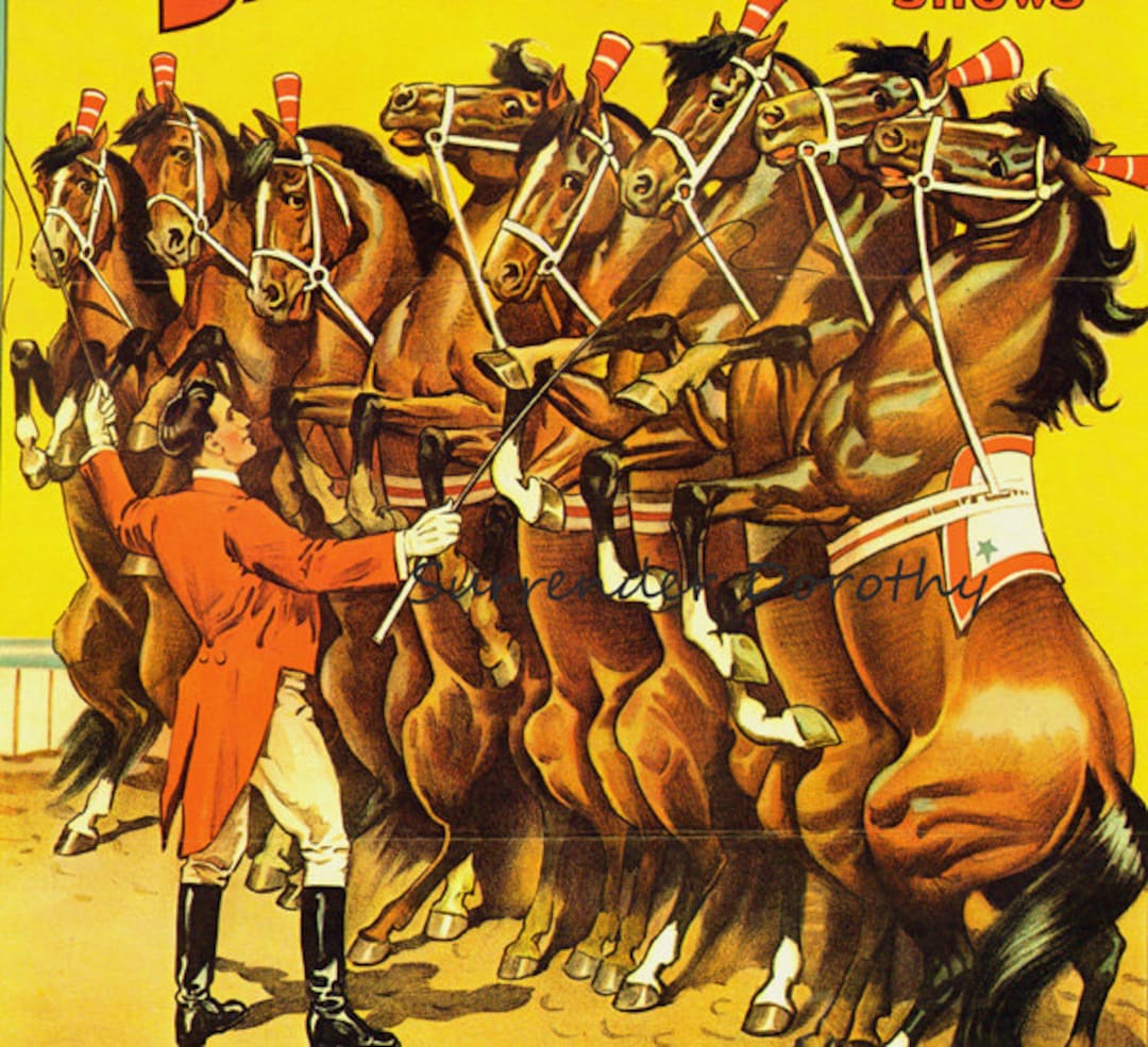 Circus Poster Trick Horses Ringling Bros Barnum & Bailey USA 1920s