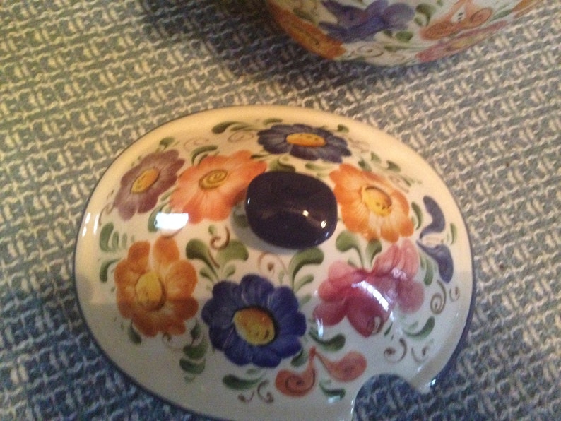 Covered Sauce Boat & Ladle Floral Pottery Handmade in Colorado Etsy