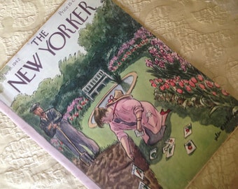 The New Yorker Magazine May 16 1942 Vintage Original Great Ads WWII Wartime Lady Gardening by H. E. Hokinson