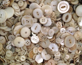 50 Mother of Pearl Buttons Lot Antique MOP Shell Perfect For Jewelry Mixed Media Collage and Altered Art