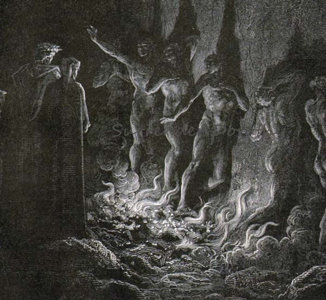 Lustful Sinners Pass Through Fire Seventh Circle Gustave Dore' Purgatorio  Canto 25 Purgatory Gothic Vintage Engraving Hell Black \u0026 White - Etsy, image size:1080x995