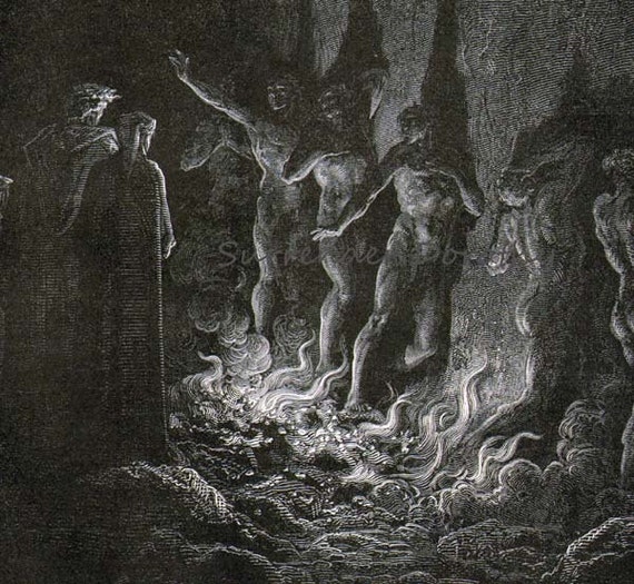 Lustful Sinners Pass Through Fire Seventh Circle Gustave Dore