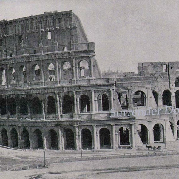 Colosseum Rome Italy 1890 Vintage Victorian Era Roman Architecture Rotogravure Illustration to Frame Black & White Photo Print