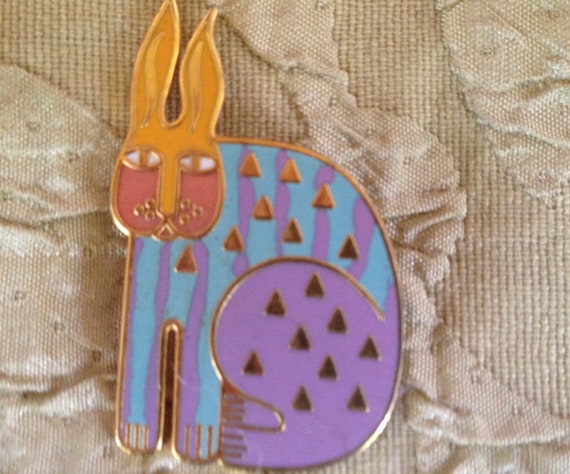 Laurel Burch Brooch Pin Rabbit For Ross Pastel Cl… - image 1