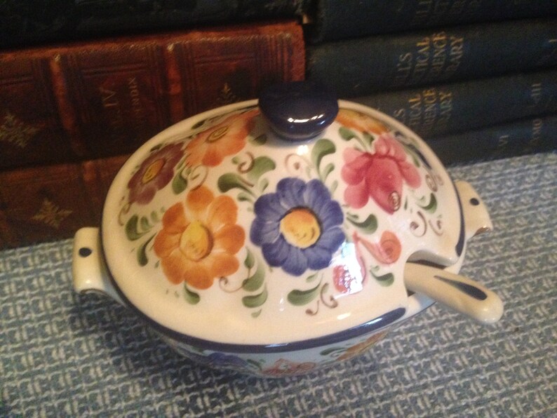 Covered Sauce Boat & Ladle Floral Pottery Handmade in Colorado Etsy