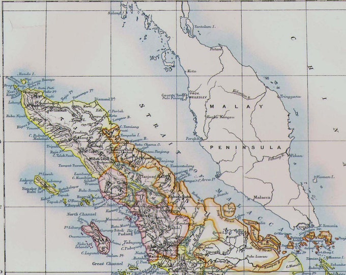 Sumatra Island Map Antique Copper Engraving South East Asia - Etsy