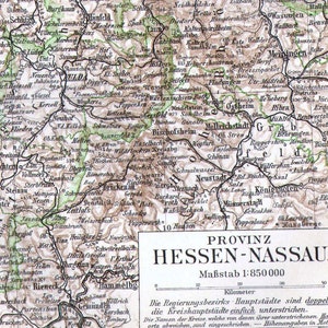 地図 ヘッセン＝ナッサウ州 ドイツ エドワード朝 1903 アンティーク スチール彫刻 地図作成 フレーム付き