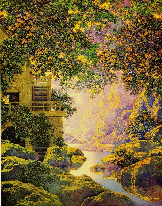 Old Glen Mill Maxfield Parrish Art Nouveau Poster Print to Frame