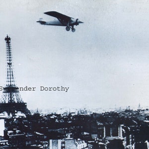 Lindbergh To Paris France Luftfahrt Montage Poster 1920er Jahre Man-Cave Lithografie To Frame