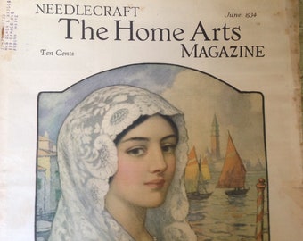 Needlecraft Home Arts Magazine JUNE 1934 John Edwin Jackson Cover Vintage Original Great Ads