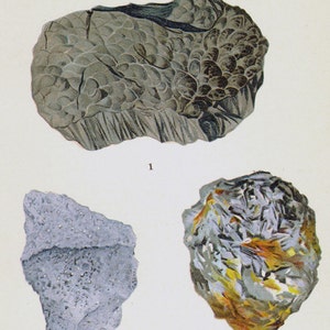 Arsenik Antimon Vismut Silvermalm Kristall Sten Mineral Vintage Litografi Edwardiansk Geologi Tryck Till Ram 2