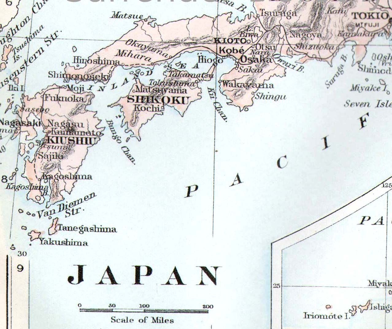 Map Japan Kurile & Loochoo Islands 1896 Victorian Antique Copper