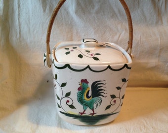 Rooster Biscuit Canister Cookie Jar Vintage  Kitchen Storage Canister 1950s Coffee Sugar Flour