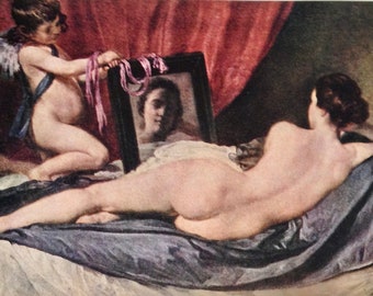 Venus and Cupid by Velaquez Art Masters Color Lithograph Vintage Lithograph To Frame 1939