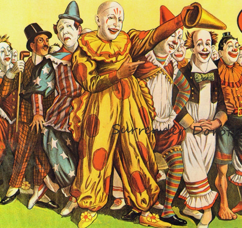 Clown Army Hagenbeck Wallace Circus Poster 1920s Full Color Etsy 