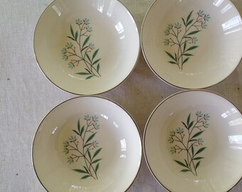 4 TST Dessert Bowls Petal Lane Taylor Smith Taylor Platinum Trim USA 1959