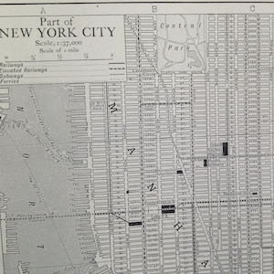 ロウアーマンハッタン ニューヨーク市 USA マップ 1910 ヴィンテージ エドワード朝 スチール彫刻 地図作成 額装