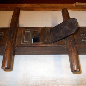 Vintage Double Handle Plow Plane Marked Letters PPSB Wood Worker Tool Found Object Display image 1