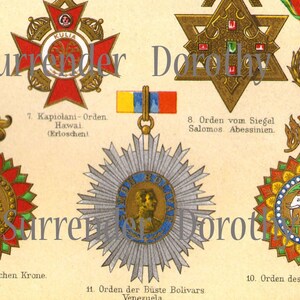 Medals Awards Asian Countries Victorian Illuminated Chromolithograph Chart From Germany 1887 image 2