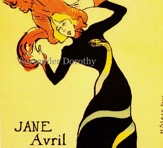 シャルル＝エドゥアール・ジャンヌレ　アートポスター Jane Avril Toulouse Lautrec Paris France Vintage Edwardian