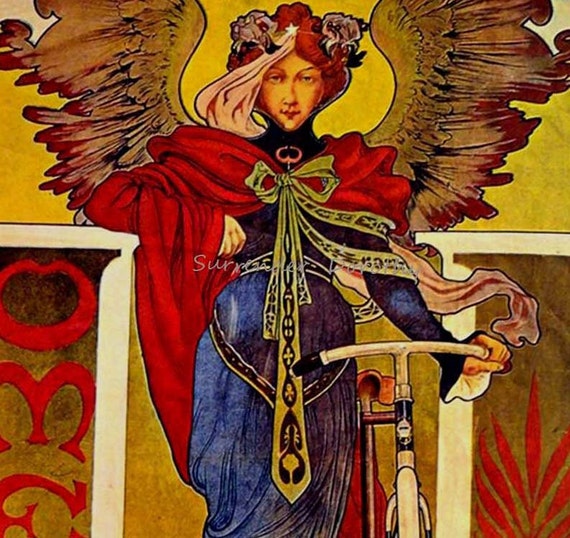 Omega Bicycles Alphonse Mucha 1894 Art Nouveau Lithograph Poster